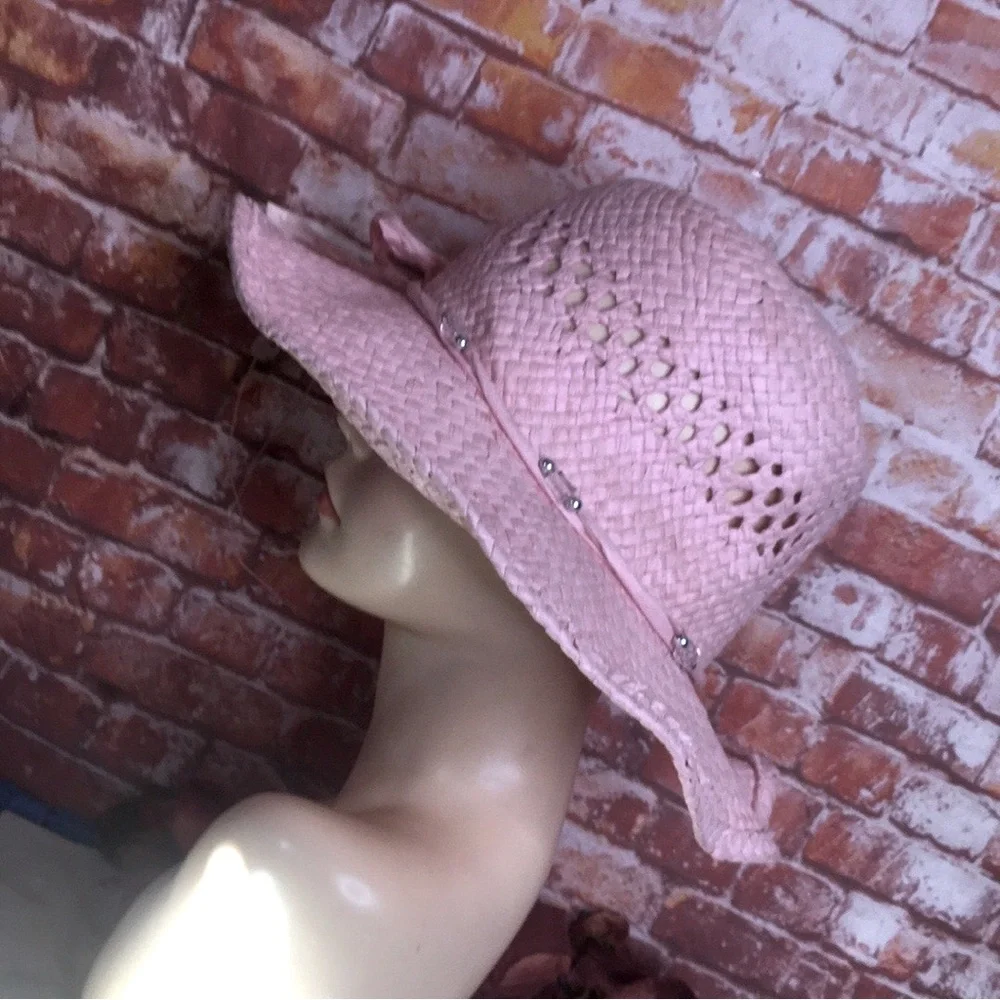 Elegant Pink Straw Sunhat